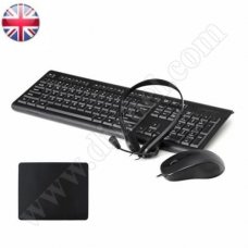 Клавиатура, мишка, слушалка и пад Fiesta 4in1 Office SET, USB, Black, жични